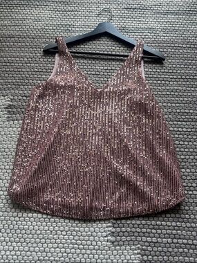 LOFT Rose gold Sequin V-Neck Camisole